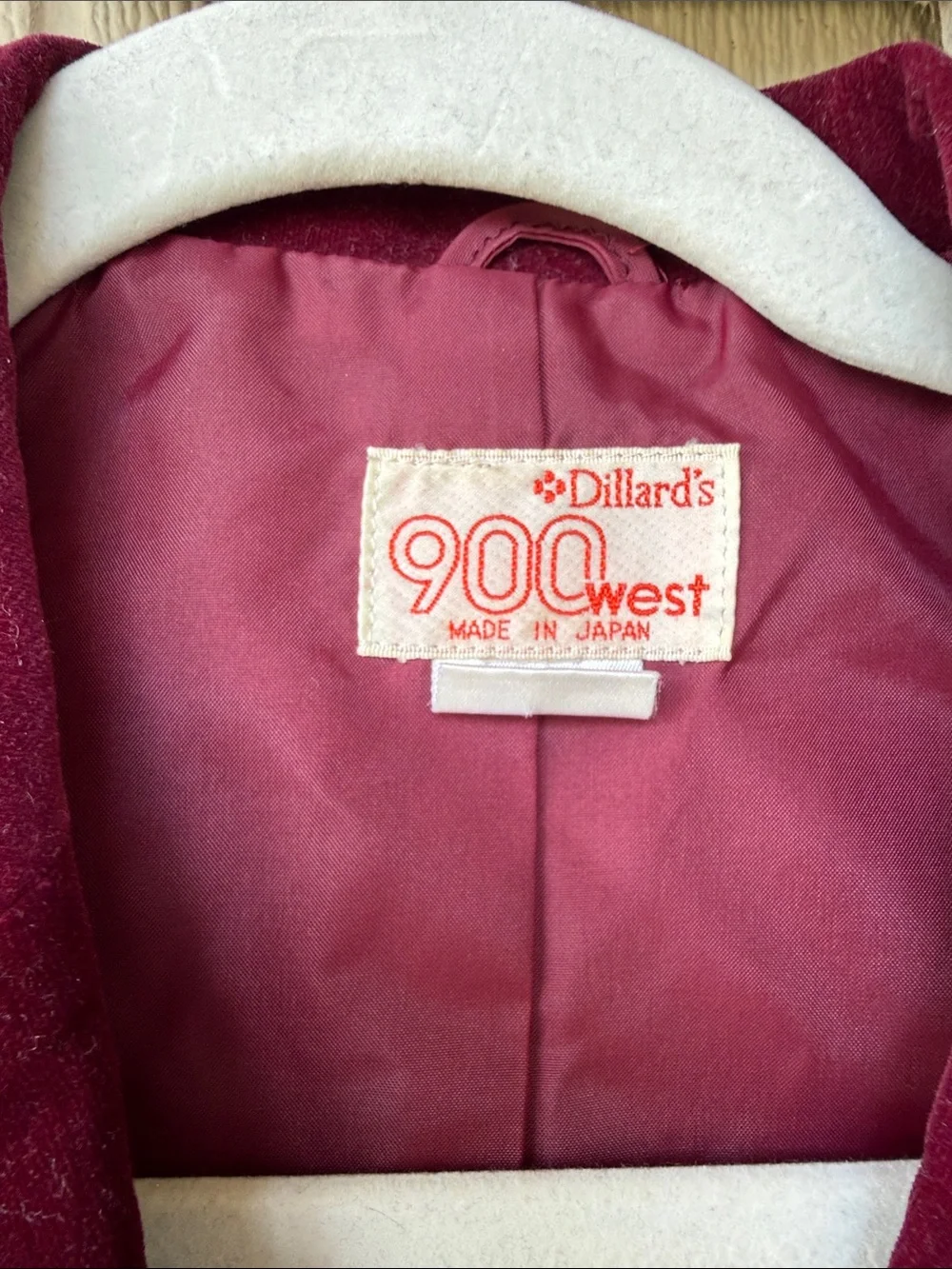 Vintage Dillards 900 West Velvet Feel Women's Blazer Jacket - Burgundy
